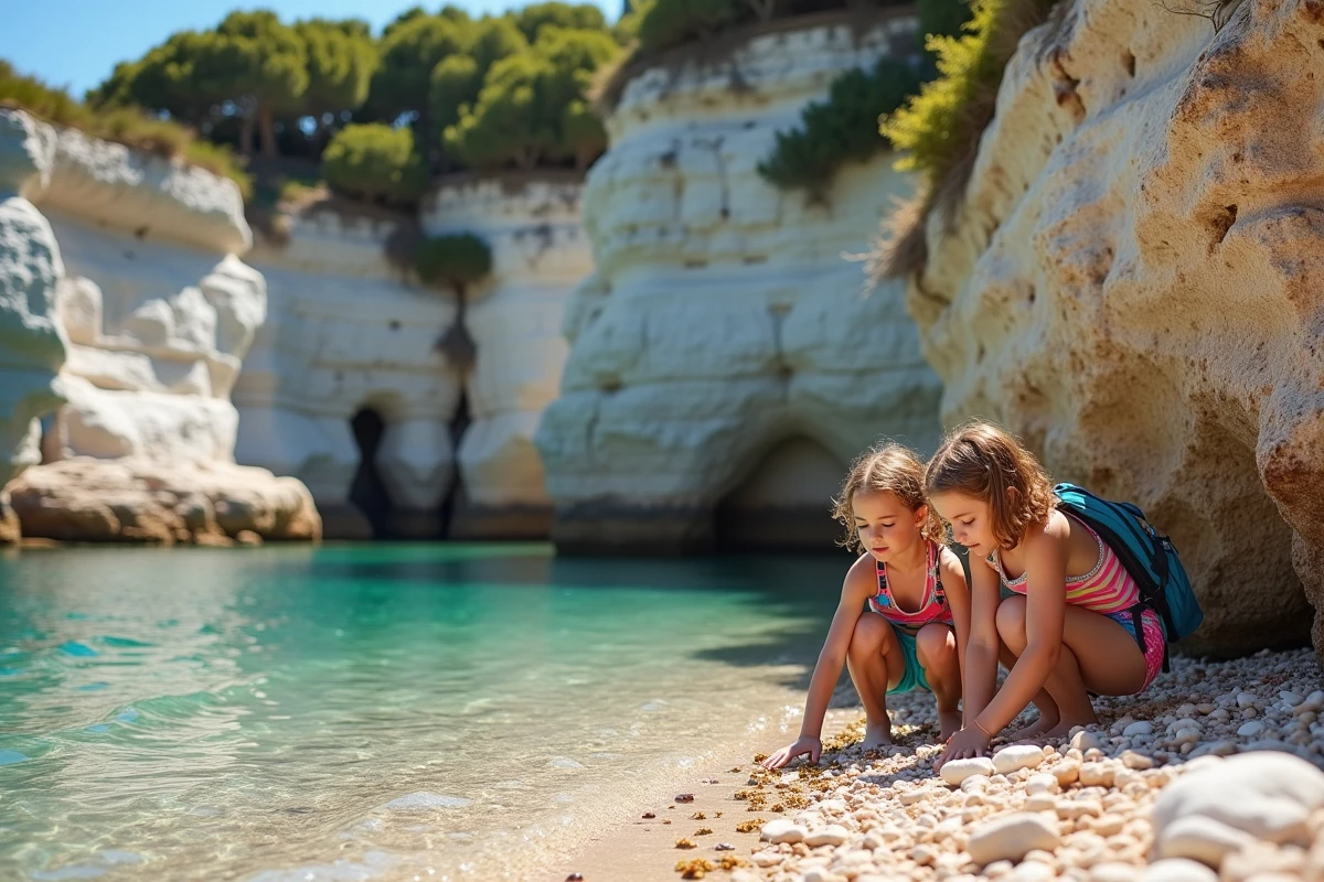 Deux adolescents découvrant une plage secrète cachée dans les calanques de Cassis