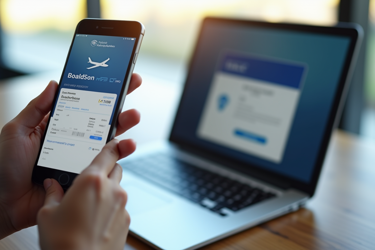 Téléphone affichant un billet numérique avec confirmation