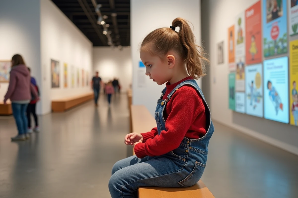 Fille de 6 ans dans un musée moderne de Lübeck