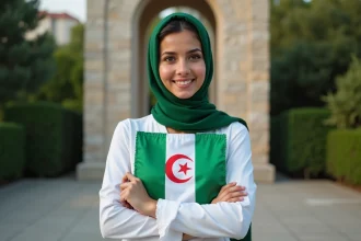 Drapeau algérien symbolisant l'indépendance et l'histoire du pays
