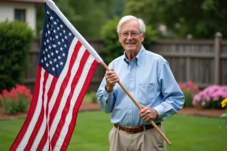 Drapeau des Etats-Unis avec étoiles et bandes rouges et blanches